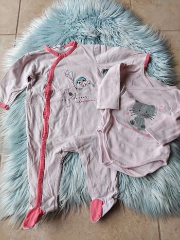 👧 lot fille pyjama et bodie cache cœur 9 mois