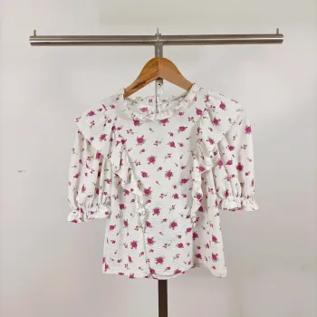Blouse Miss Selfridge fleurs roses volantée manches bouffantes romantique T38 EUR/UK10 A1104