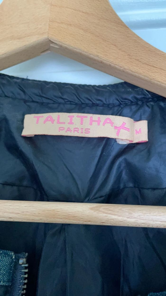 Doudoune taille M bleu marine et liserés en jean marque Talitha - photo numéro 3