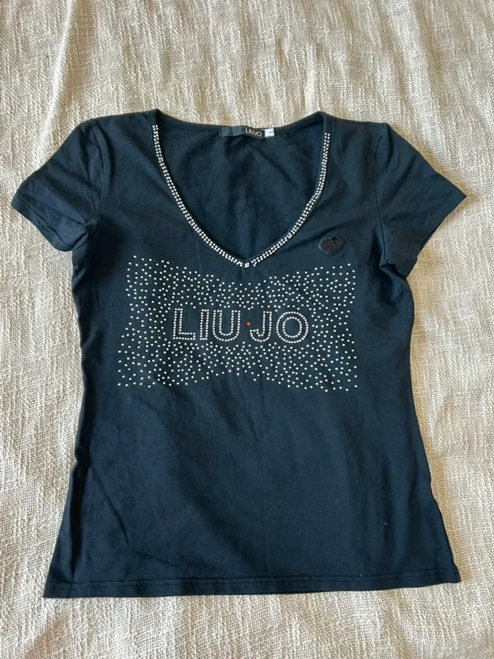 T-shirt noir à strass Liu Jo – Taille L