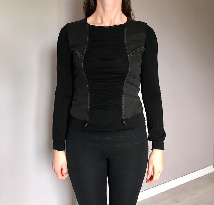 Sweat noir bi matière taille 38