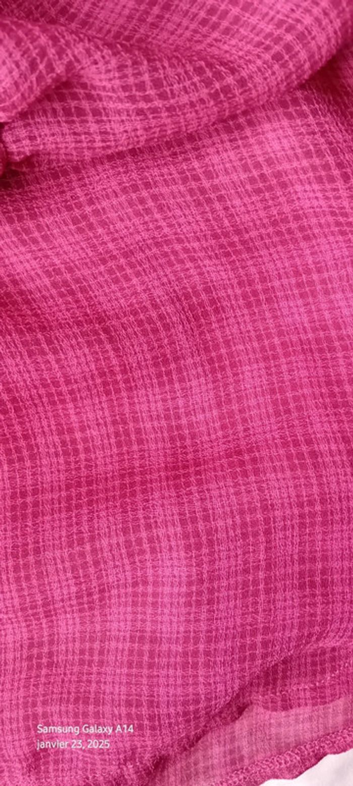 Chemise légère vintage motif carreaux avec poches fuschia femme 40 Line de Raux Paris - photo numéro 13