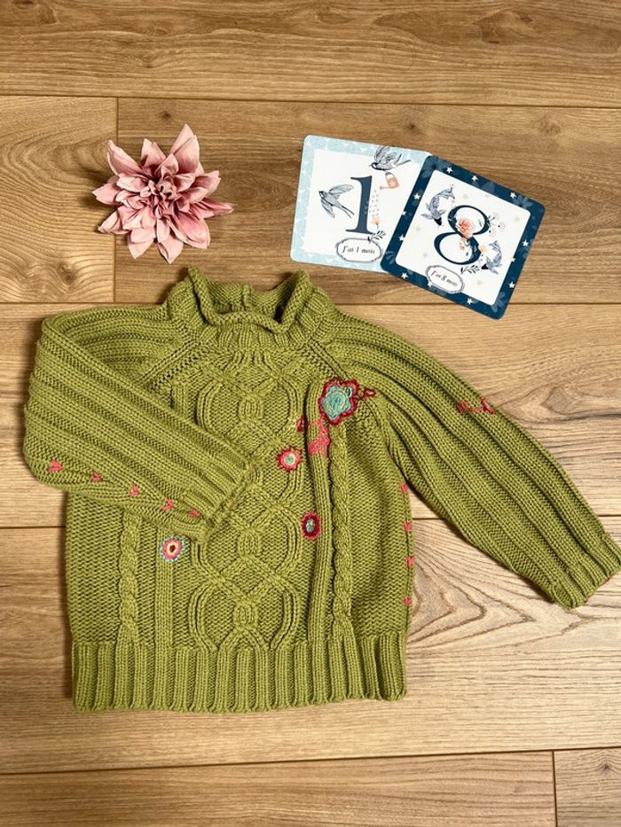 Pull vert à fleurs Kiss Melody 18 mois BE