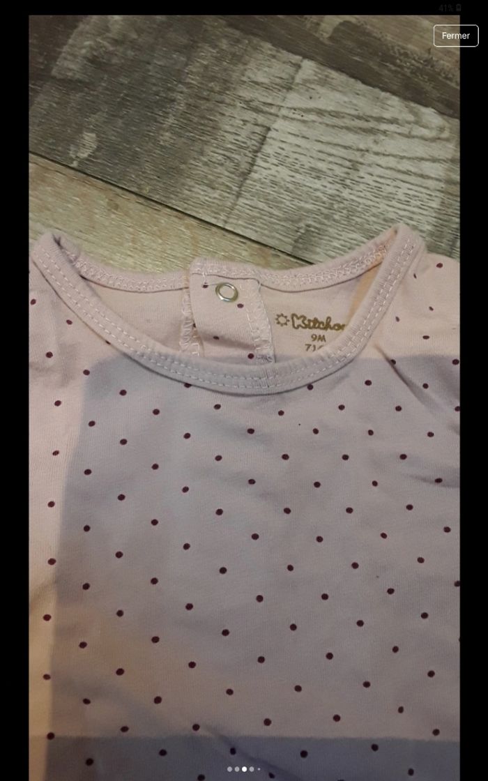 Tee-shirt manche longue rose à pois violet - photo numéro 3