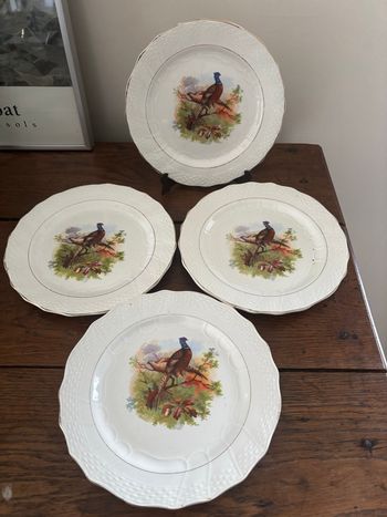 Lot de 4 assiettes à dessert faisans Moulin des loups 