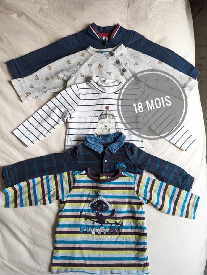 Lot hauts manches longues bébé taille 18 mois
