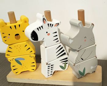 Puzzle animaux en bois à empiler 