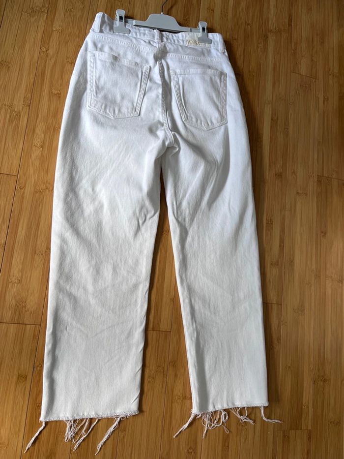 Jeans Zara blanc droit coupe crop - photo numéro 8