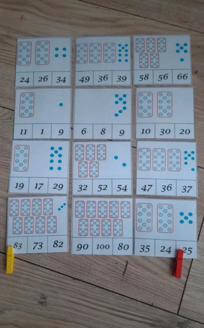 Cartes à pinces : dénombrement additions sommes. J'apprends à compter - photo numéro 3