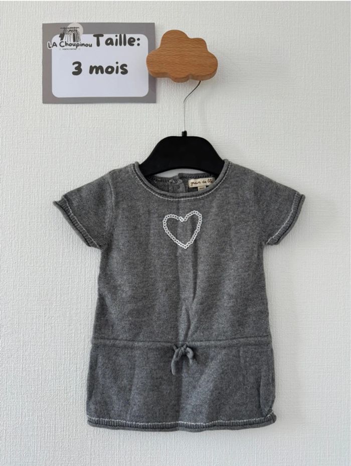 Robe grise - taille 3 mois 🌸