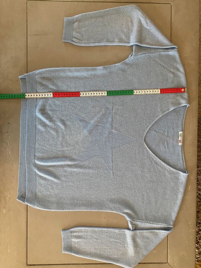 Pull Made in Italy bleu ciel argenté avec étoiles taille M - photo numéro 12