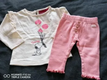 Ensemble Disney/peanuts – 3-6 mois – Crème/rose