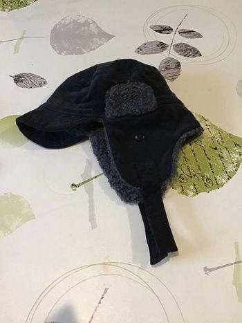 Chapka velours côtelé marine et molletonné intérieur gris taille 52