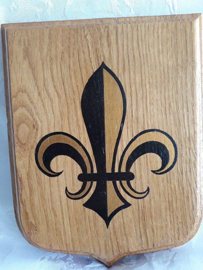 Faby27800 Blason Emblème fleur de lys peint sur bois fait main - photo numéro 3