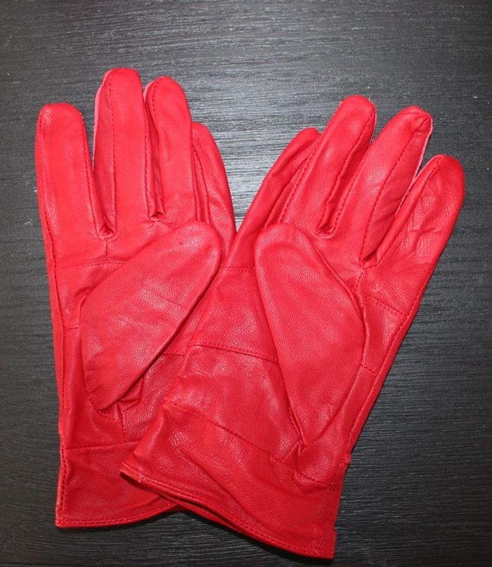gants en cuir rouge foncé pour femme taille M - photo numéro 2