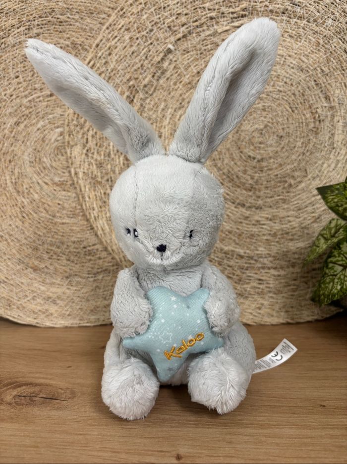 Doudou lapin gris étoile bleu musical kaloo - photo numéro 2