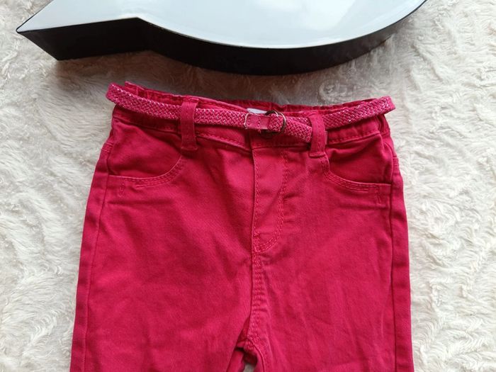Pantalon style jeans avec ceinture Fille 12 mois Obaïbi - photo numéro 3