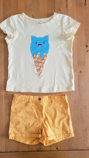Lot ou ensemble 6 ans short avec taille réglable et teeshirt à manches courtes