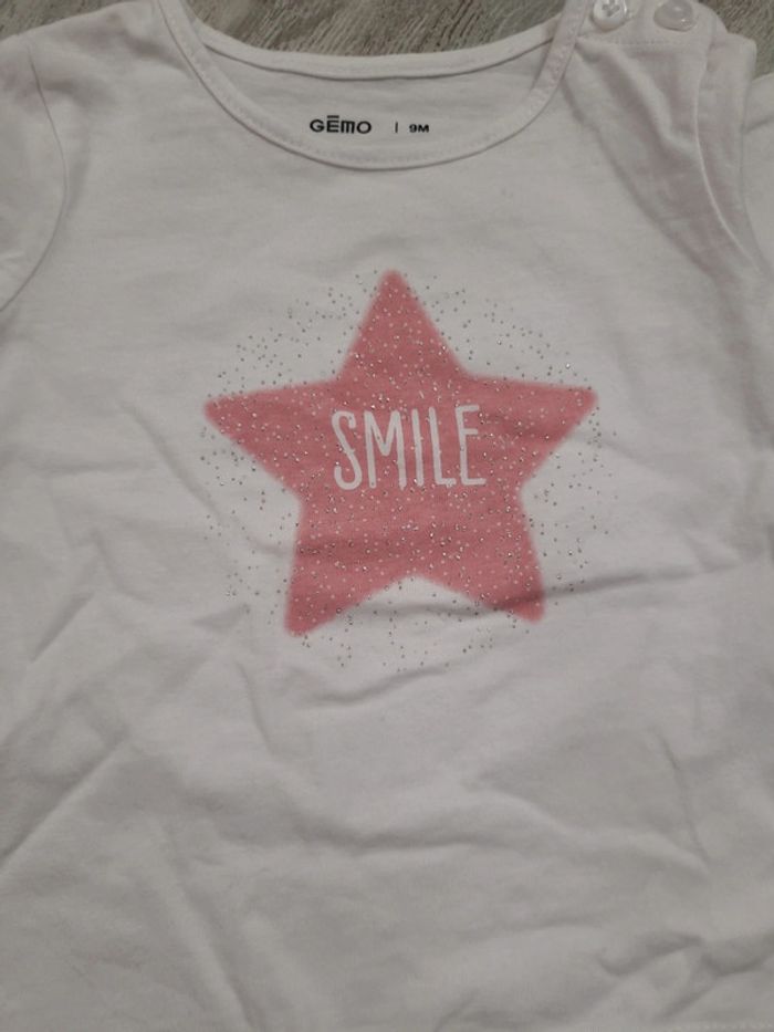 Ensemble pantalon bleu marine et tee shirt manches longues blanc paillettes - photo numéro 5