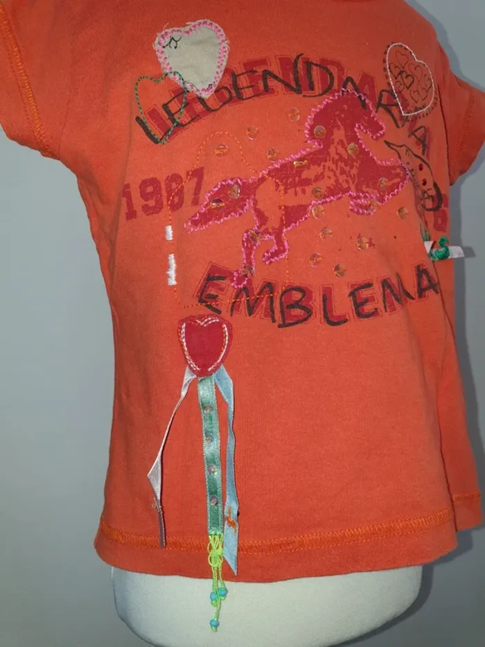 T-shirt IKKS orange motif cheval 3 ans - photo numéro 2