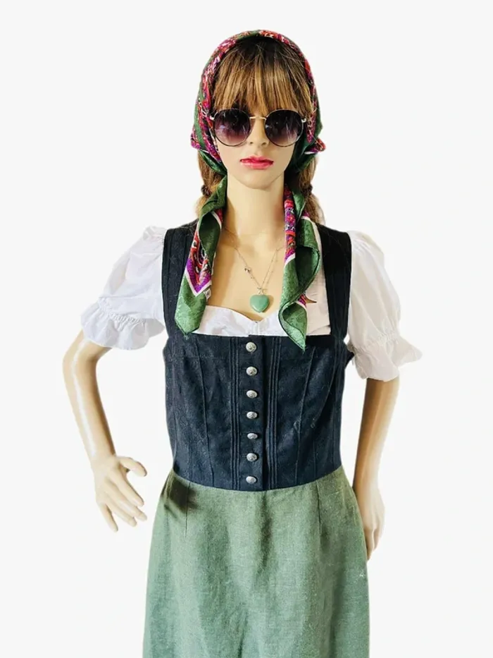 🌿Robe vintage en lin et laine autrichienne T.40 Tramontana Oktoberfest cottagecore linen wool dress🌿 - photo numéro 13