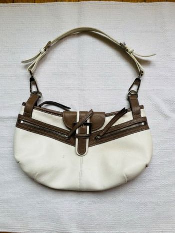 Sac à main en cuir Longchamp blanc et marron