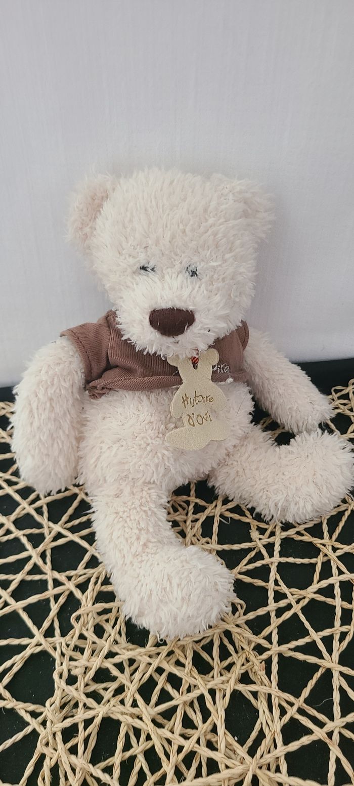 Doudou Peluche Histoire D'ours Ecru Tee Shirt Marron