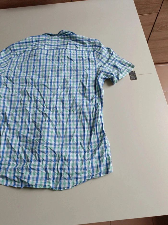 Chemise manche courte rayé bleu et vert brice taille L coupe ajustée - photo numéro 9