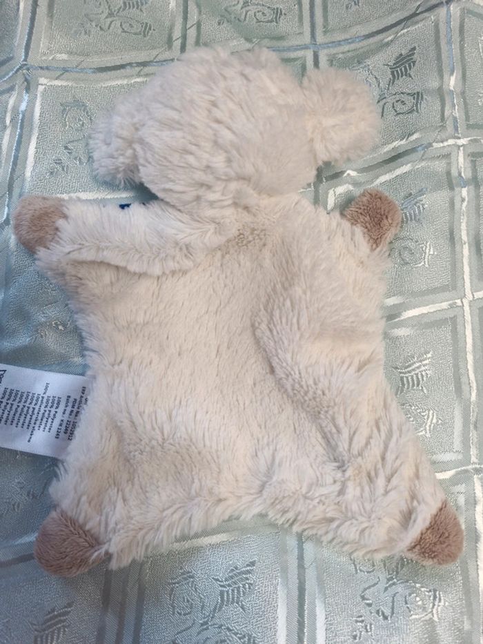 Doudou plat Ergee Mouton rayé  bleu et blanc - photo numéro 4