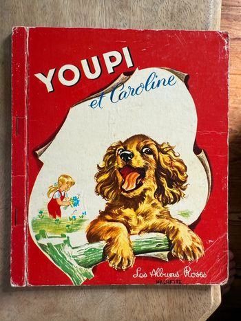 Livre ancien vintage Youpi et Caroline rouge Les albums roses Hachette Pierre Probst