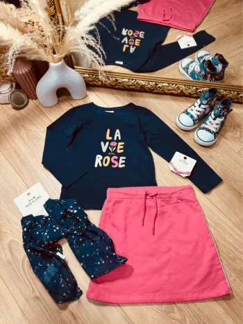 Taille 4 ans tenue 4 pièces fille TAO Eldys bleu et rose * rose * 🌺
