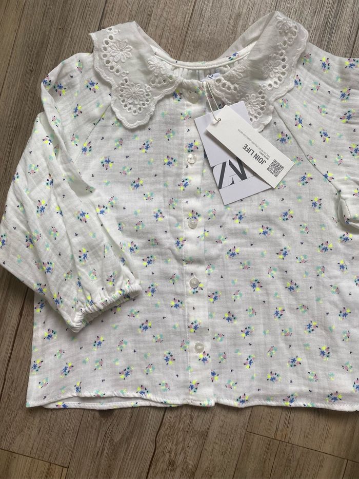 Blouse chemise fleurs fluo zara 2/3 ans fille neuf