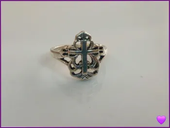 Bague croix tendance argenté en acier inoxydable