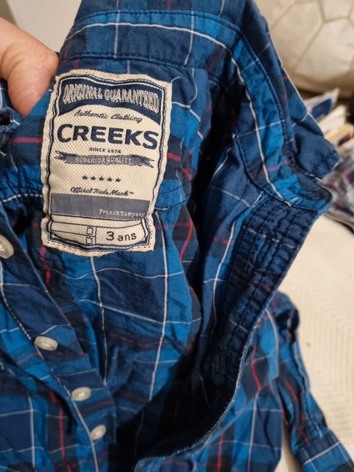 Chemise a carreaux creeks bleu 3 ans - photo numéro 2