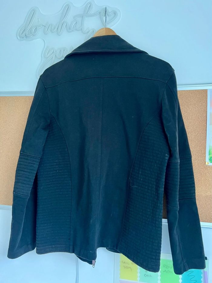 Veste Noire Zara Man Biker Zip Matelassée Taille L - photo numéro 2