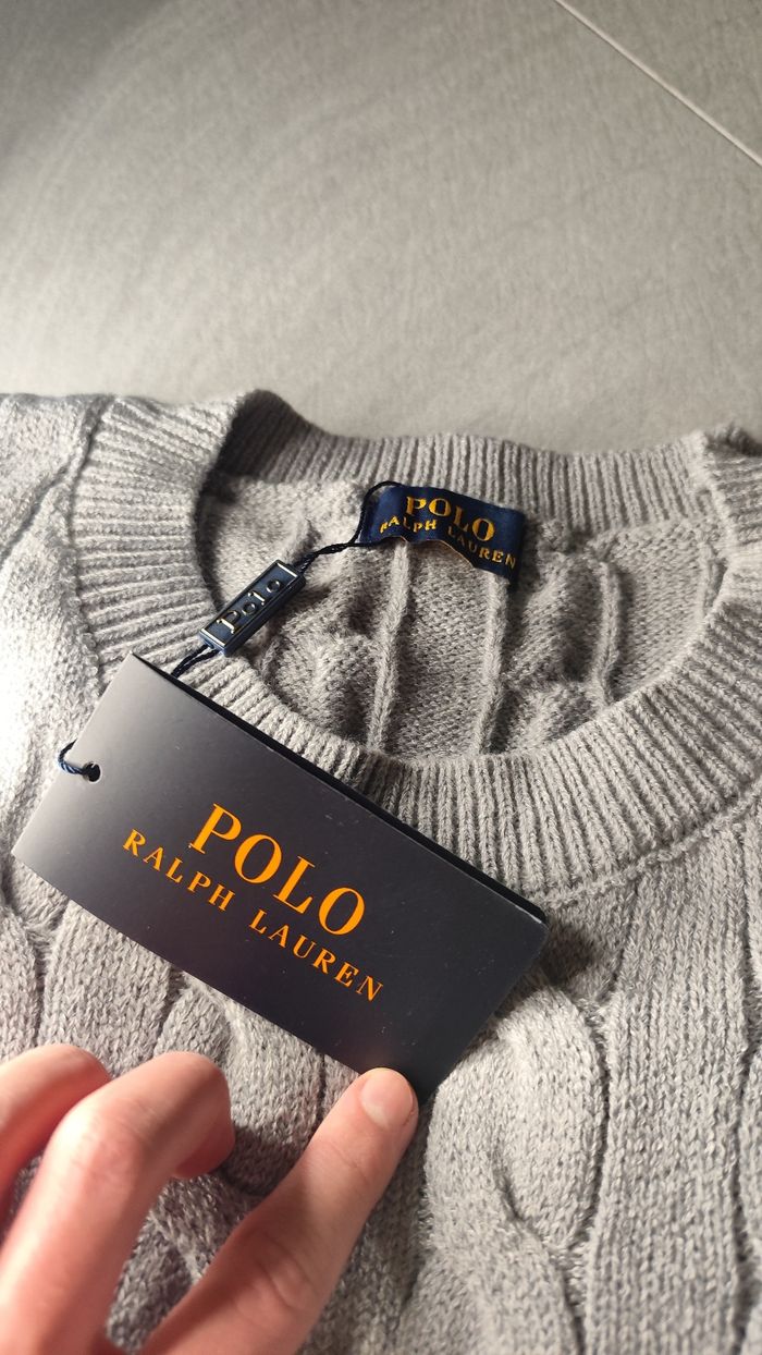 Pull Ralph Lauren tosadé gris - Taille M - photo numéro 3