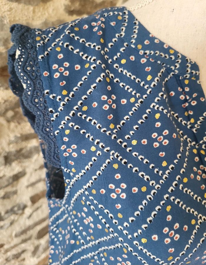 Blouse débardeur à motifs bleu pétrole et doré Only Taille S ou 36 - photo numéro 3