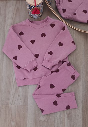 H&M - ensemble fille coeurs molleton - 2/4 ans
