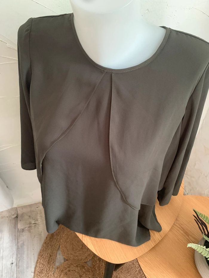 Blouse kaki manches 3/4 taille 38 - photo numéro 2