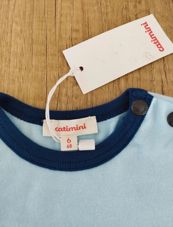T-shirt manches courtes bleu clair taille 6 mois Catimini - photo numéro 2