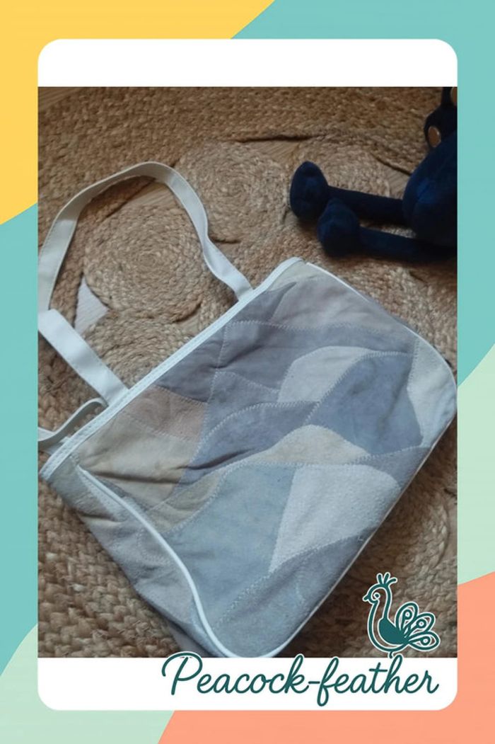 Sac à main cuir patchwork avec porte monnaie - photo numéro 7