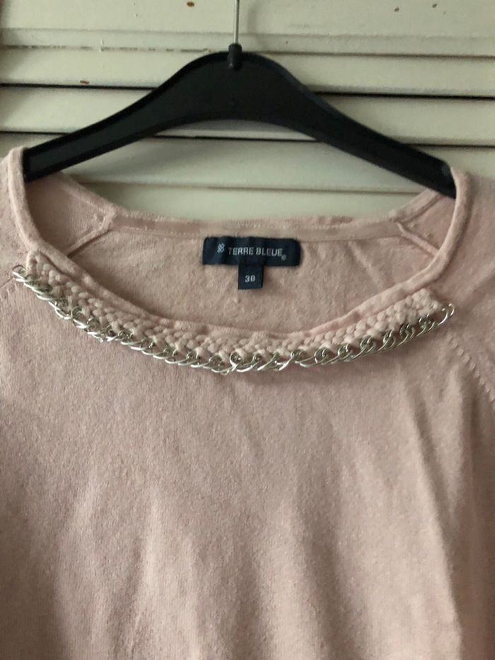 Terre bleue - Petit pull chaînette argentée - photo numéro 3