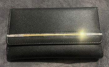 Grand porte feuille / monnaie bande brillante argenté et  petite bande doré en relief neuf