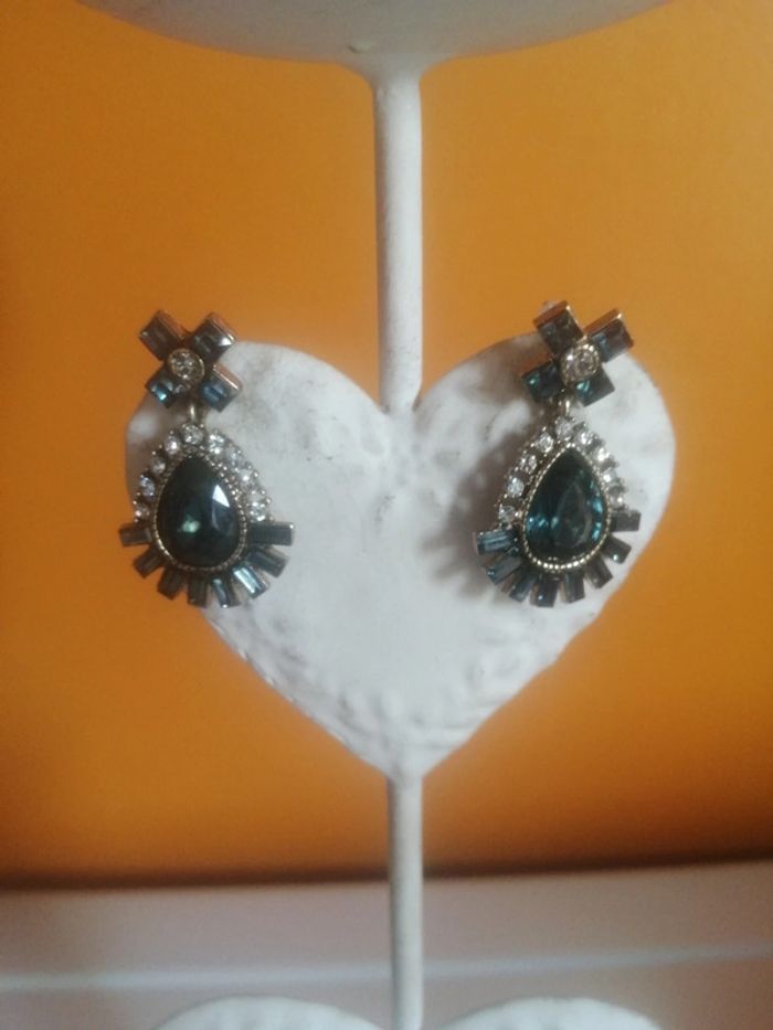 🌸Jolies boucles d'oreilles cristal bleu "Konplott"🌸 - photo numéro 2