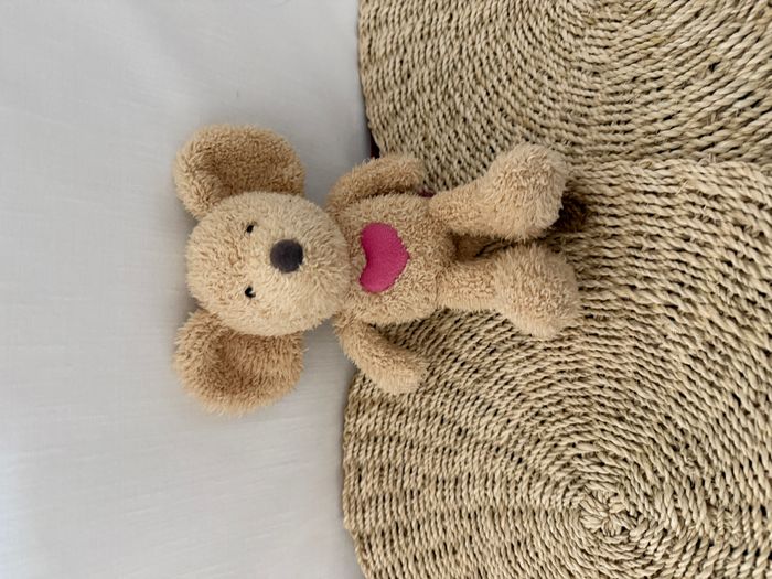 Doudou souris beige coeur rose LILLEBI