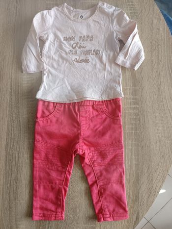Ensemble t-shirt manches longues Z Grain de blé pantalon Zeeman bébé fille 6 mois