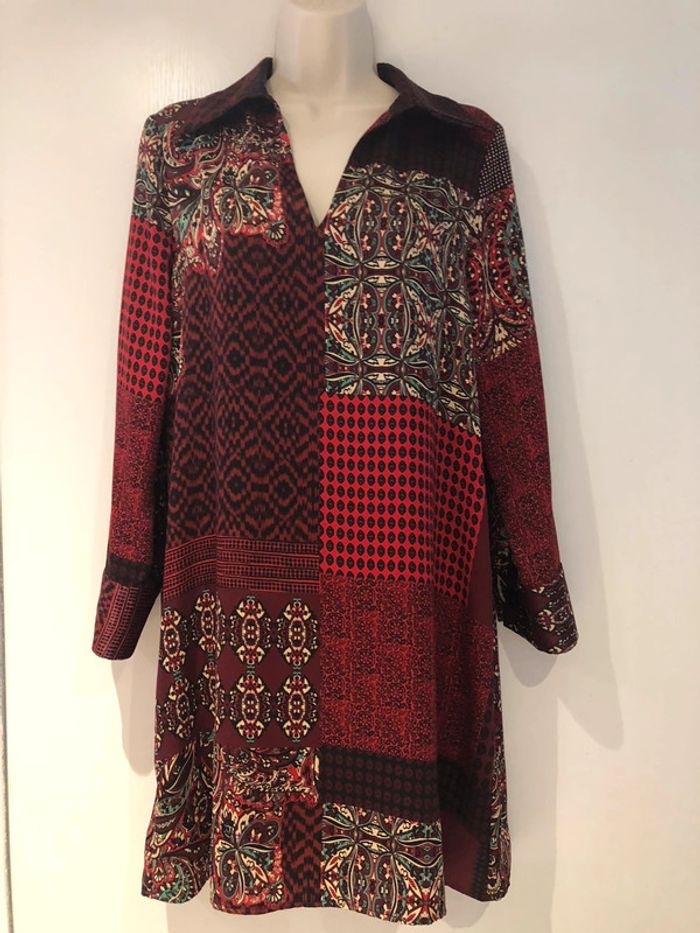 Robe Zara Rouge bordeaux vert taille M Aspect satiné - photo numéro 17