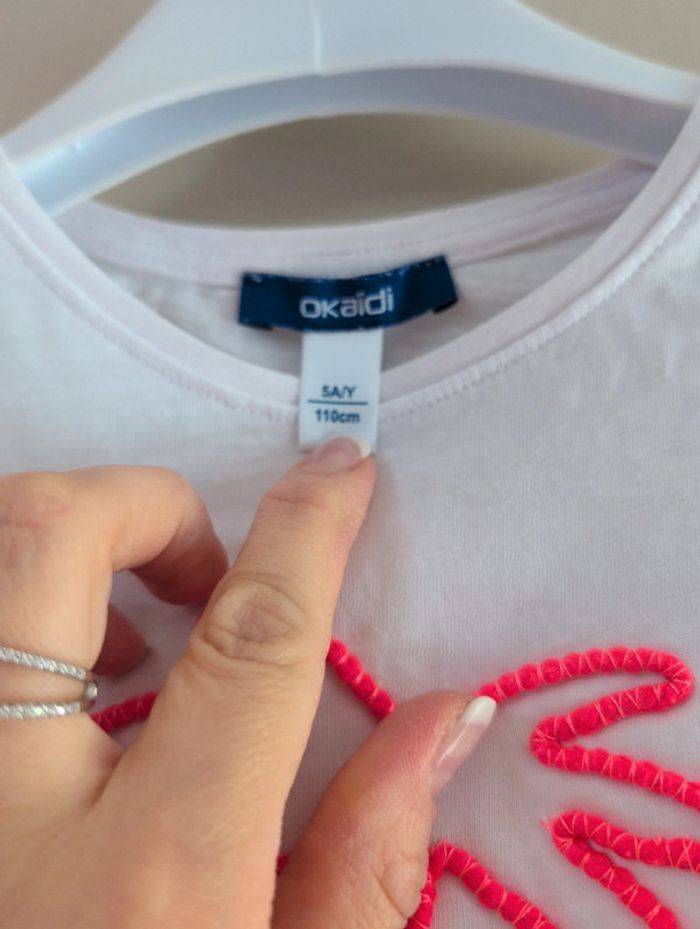 Lot de 3 T-shirt manches courtes message blanc fille 5 ans Okaidi - photo numéro 6