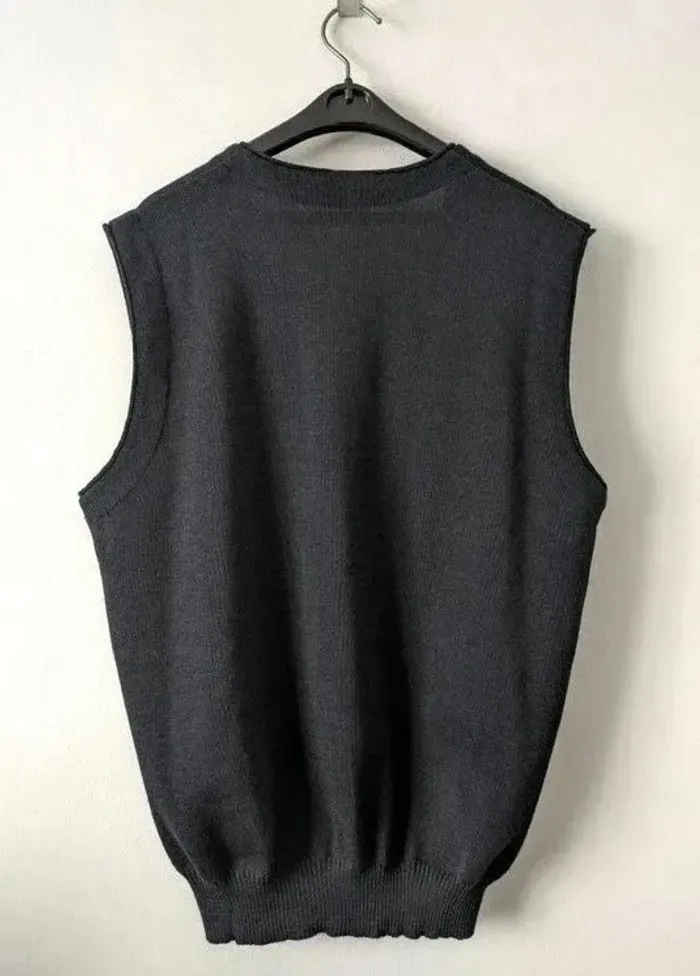 Gilet vintage marine sans manches - 50% laine - taille 46 - photo numéro 2