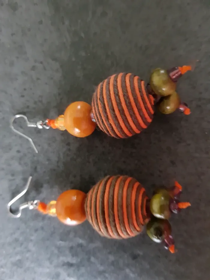 Boucles d'oreilles orange - photo numéro 3